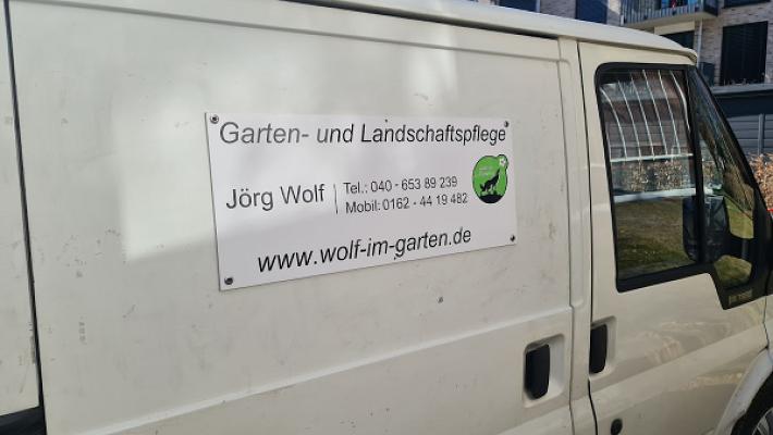 Wolf im Garten. Inh. J. Wolf. Garten-und Landschaftspflege.